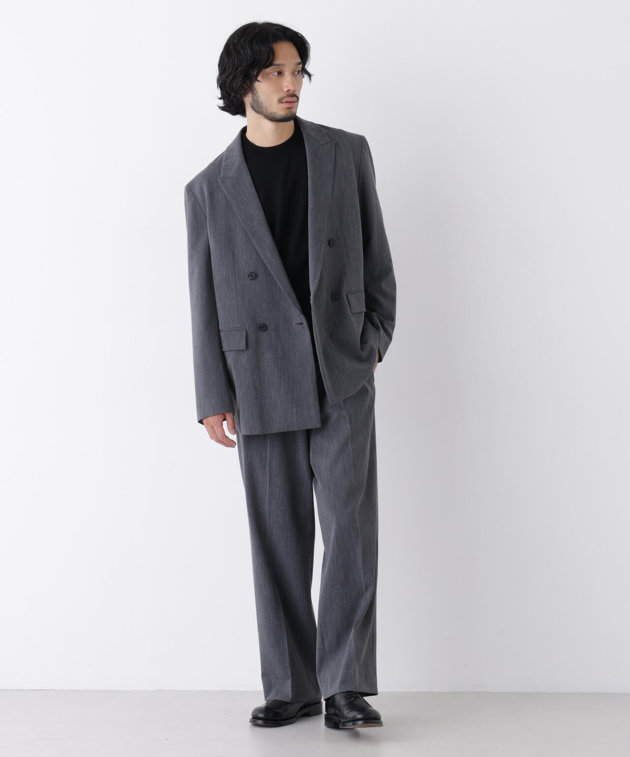 「DELEGANT」 ワンタックストレートトラウザーズ(セットアップ可)
