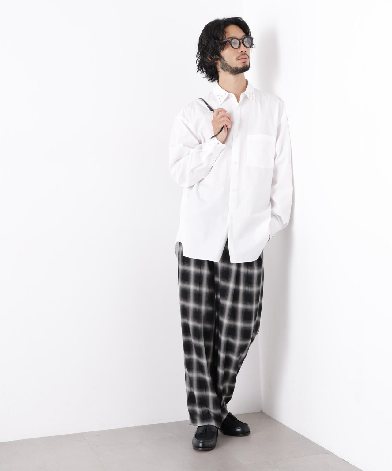 「ASSEMBLANC」 レーヨンオンブレーワイドトラウザー(セットアップ可)