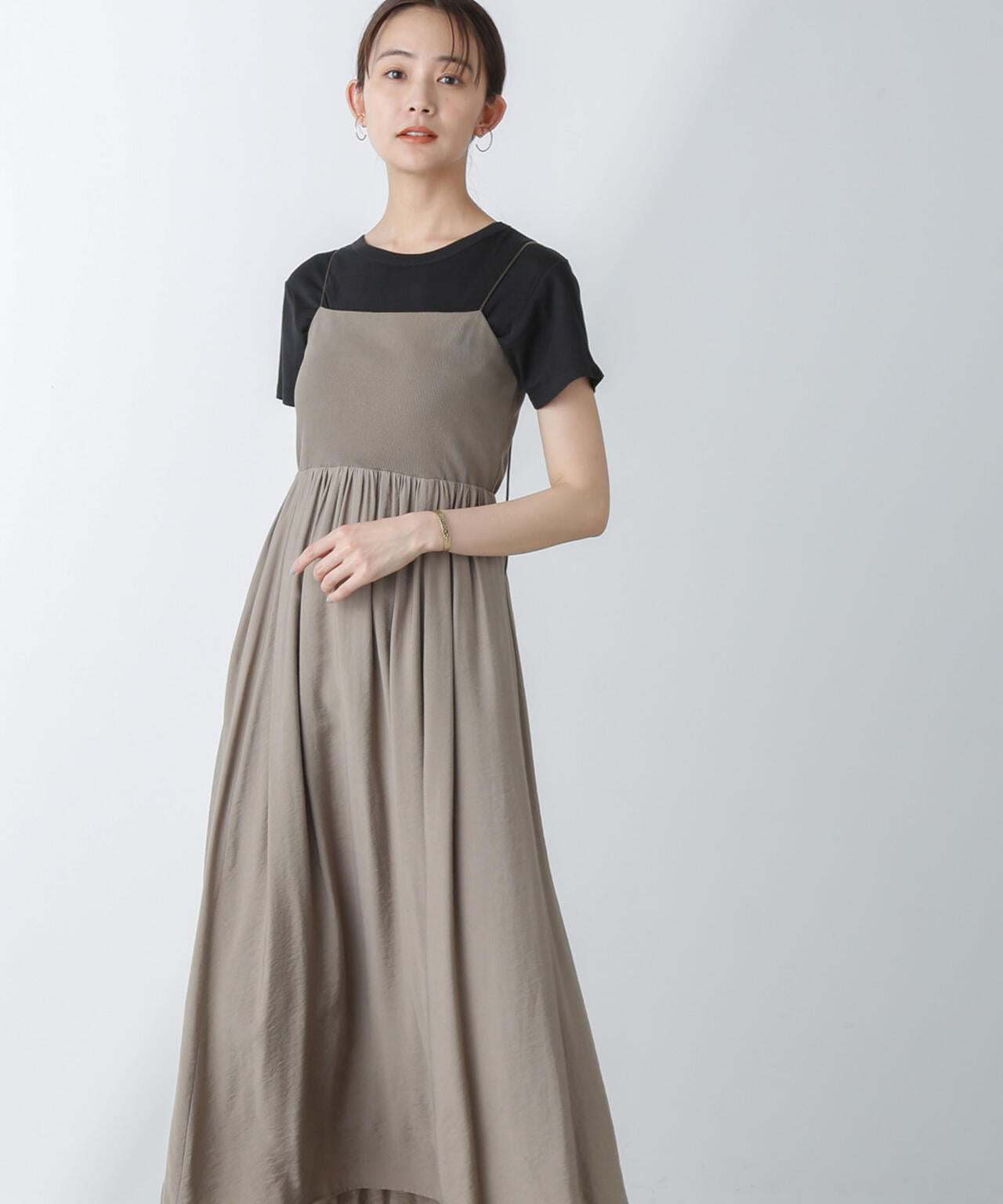 リブドッキング2wayキャミワンピース