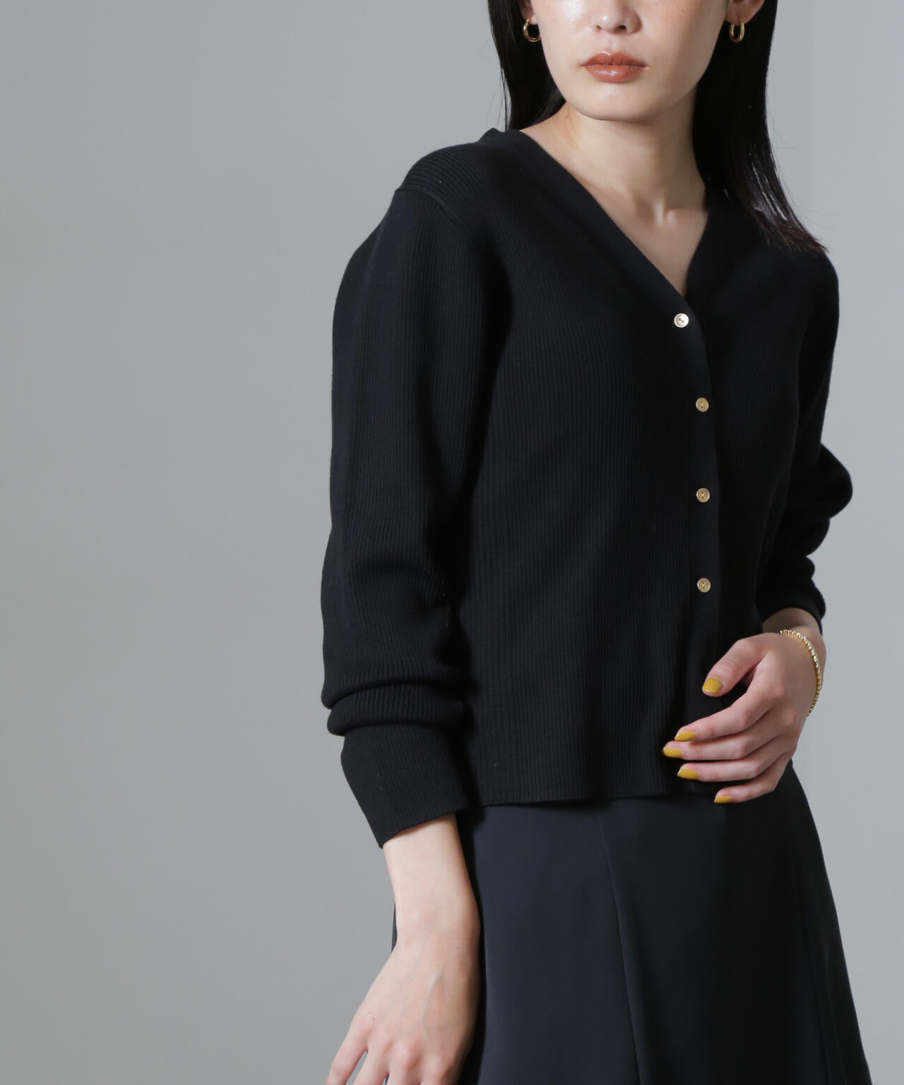 CICA&UVカット加工Vネックリブカーディガン