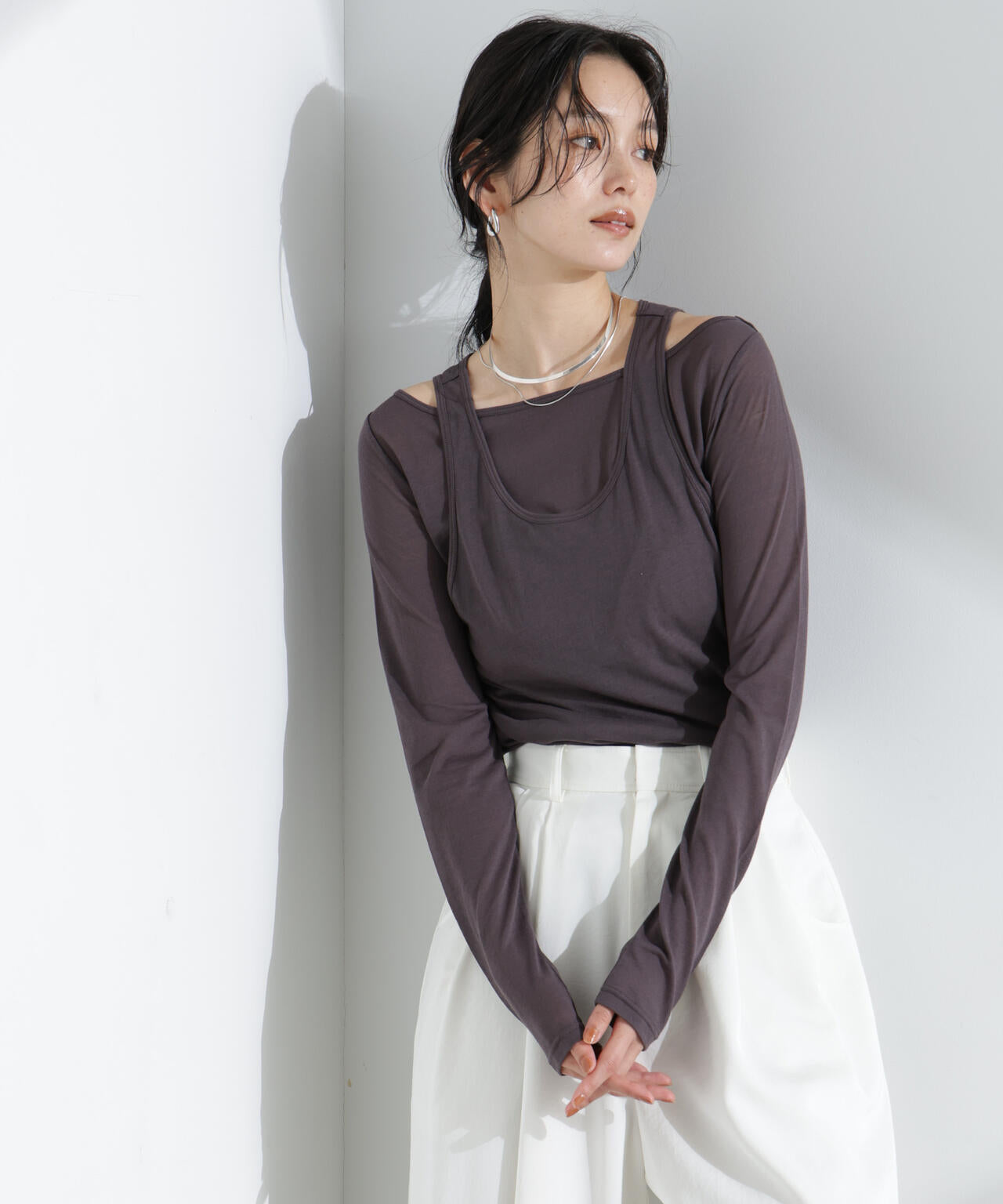 シアータンクトップ+ロンTレイヤードセット