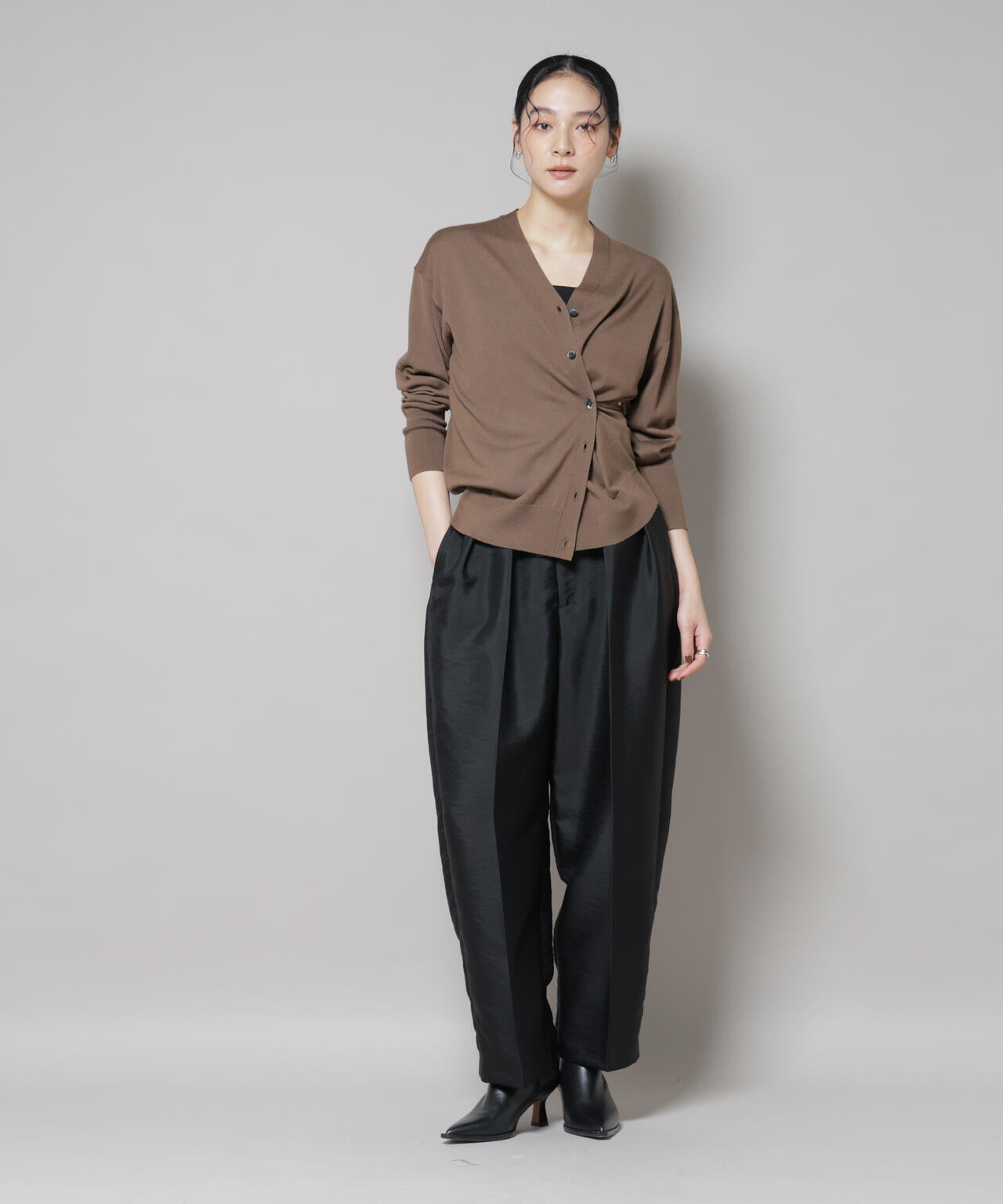 毛玉レスニット2wayカシュクールカーディガン