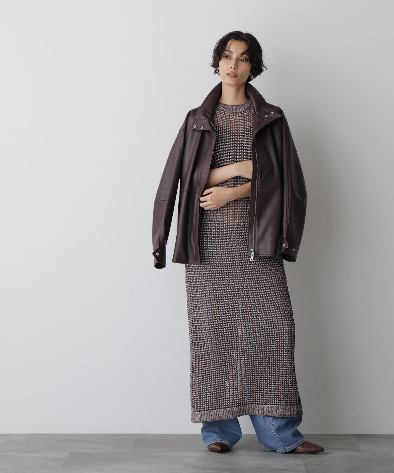 「STEVELOUR」シャイニーレースニットワンピース