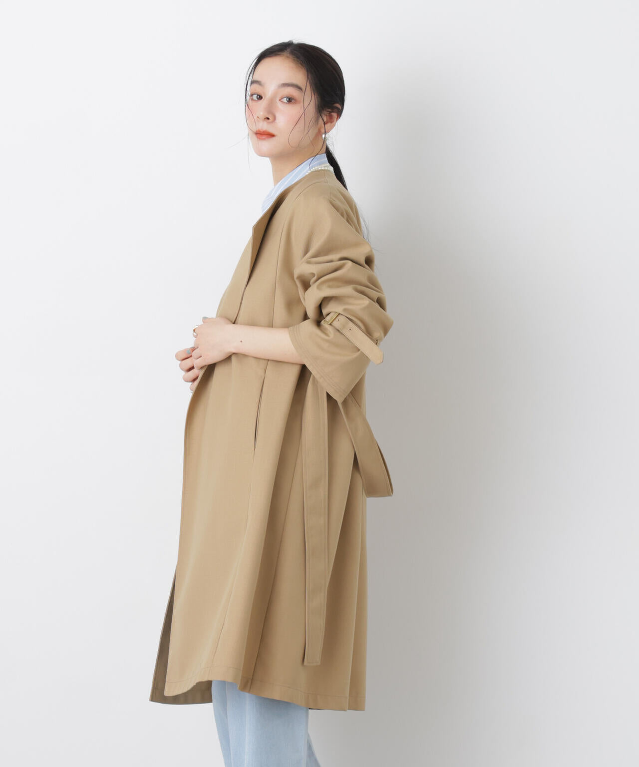 シャンブレーツイルラップコート