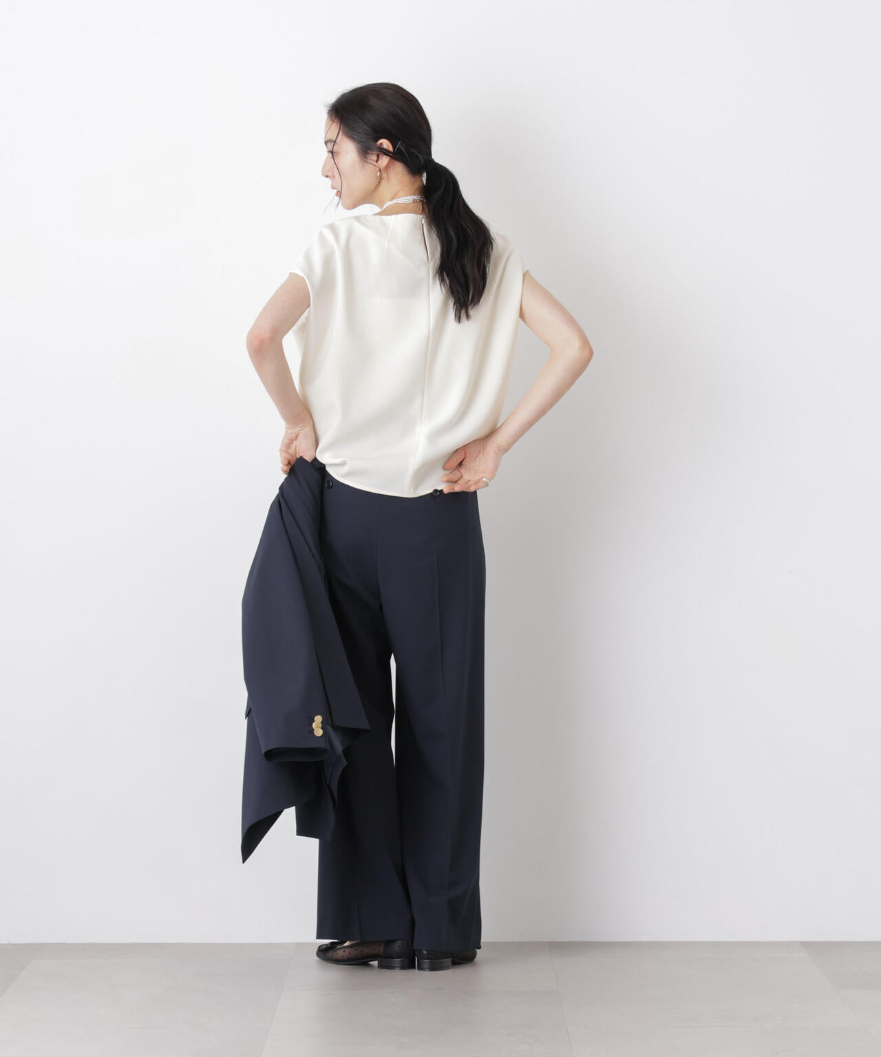 DressT/ボートネックタックコクーンブラウス
