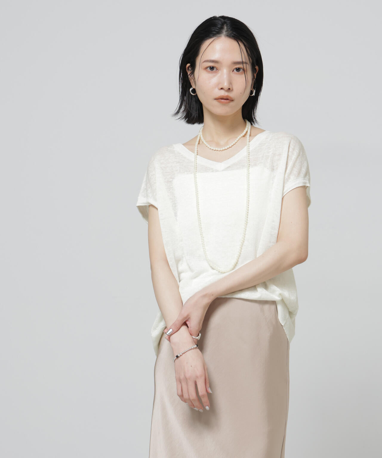 European Flax 2wayフレンチスリーブニット