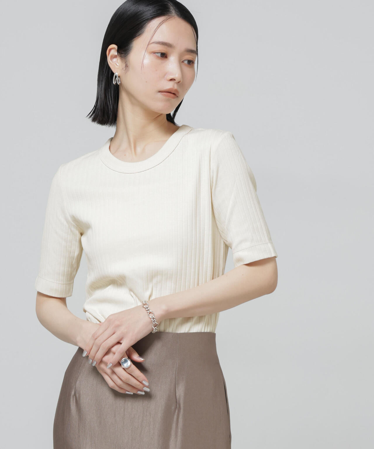 Anti Soaked(R) 汗染み防止クルーネックリブTシャツ