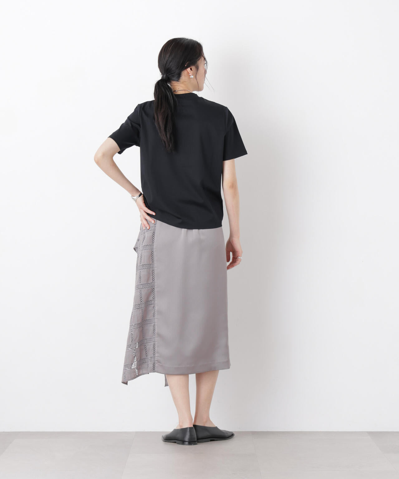 DressT/シルケットスムースモックネックTシャツ