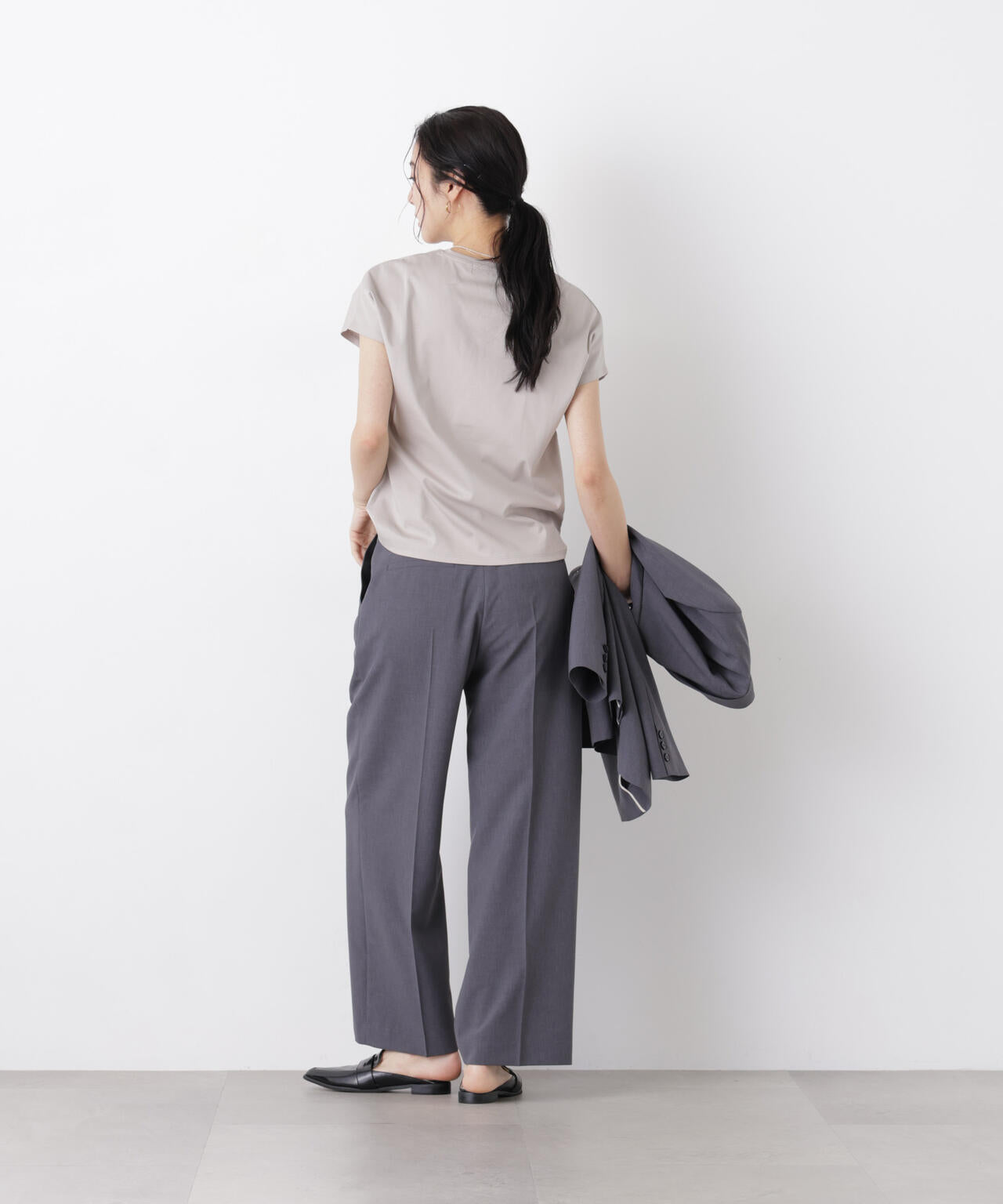 DressT/シルケットスムースVネックソフトドルマンTシャツ