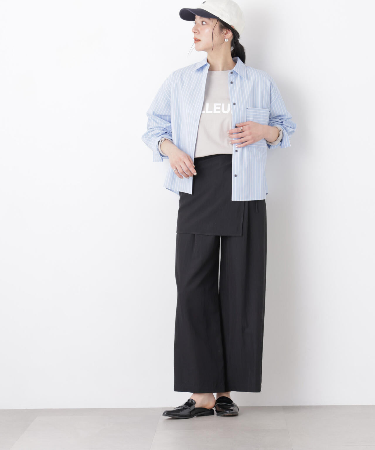 スカーフセットタックワイドパンツ