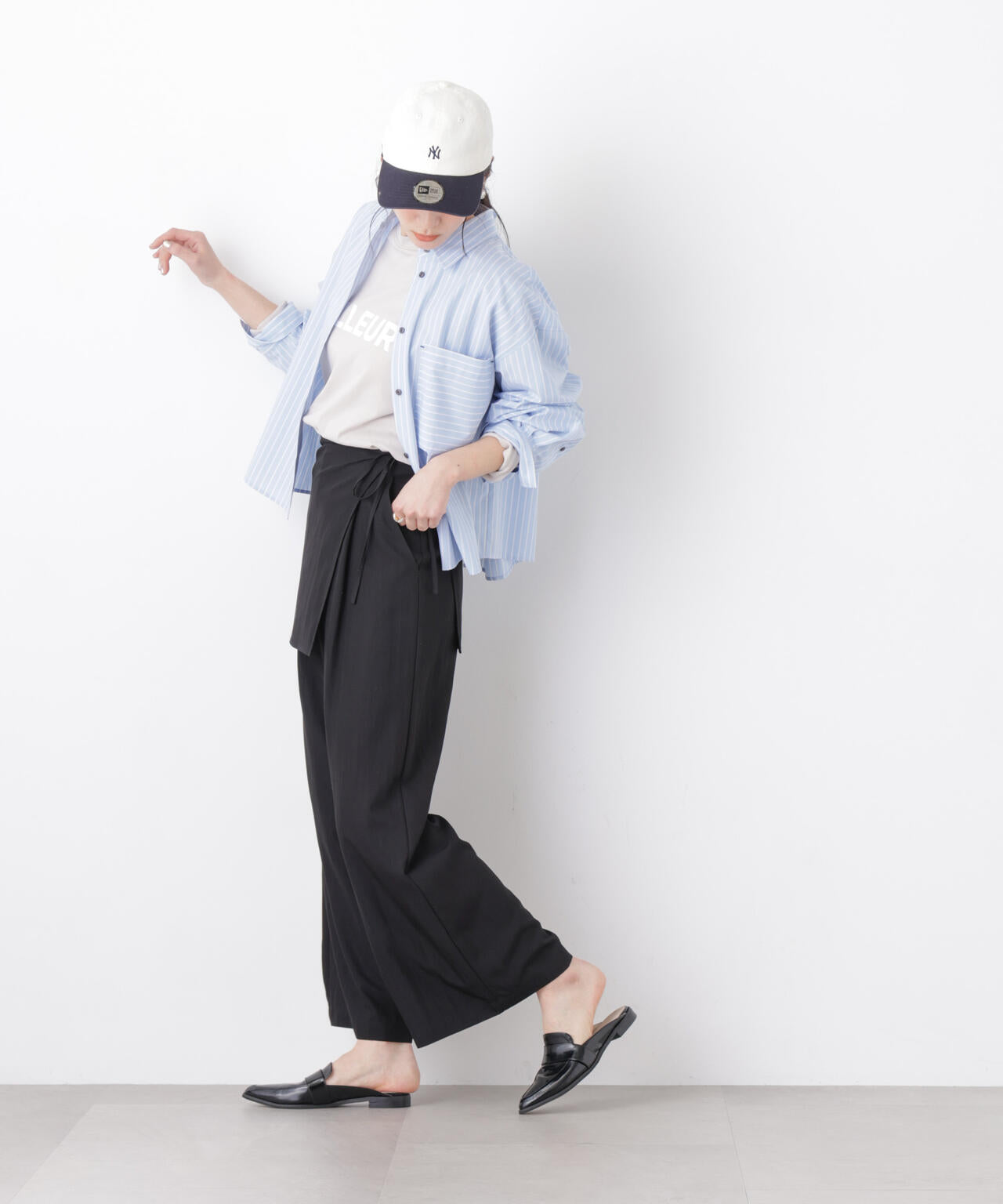 スカーフセットタックワイドパンツ