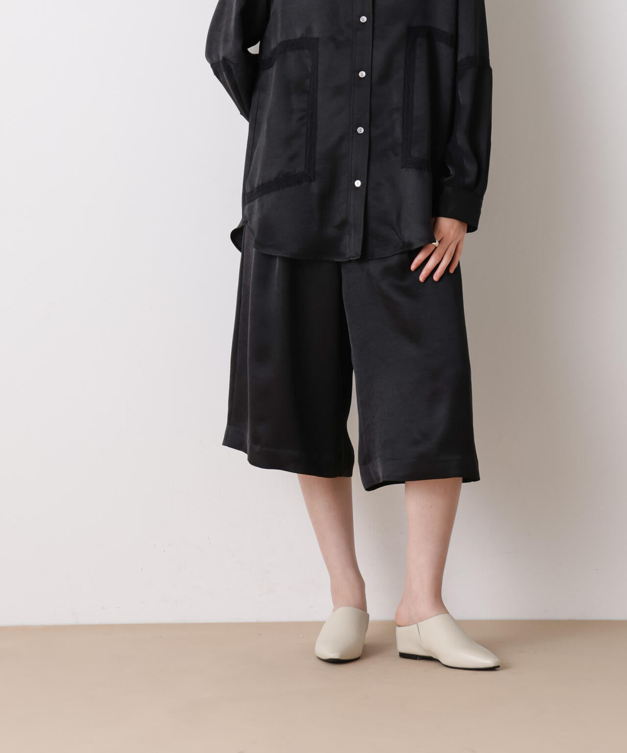 「STEVELOUR」サテンハーフパンツ(セットアップ可)