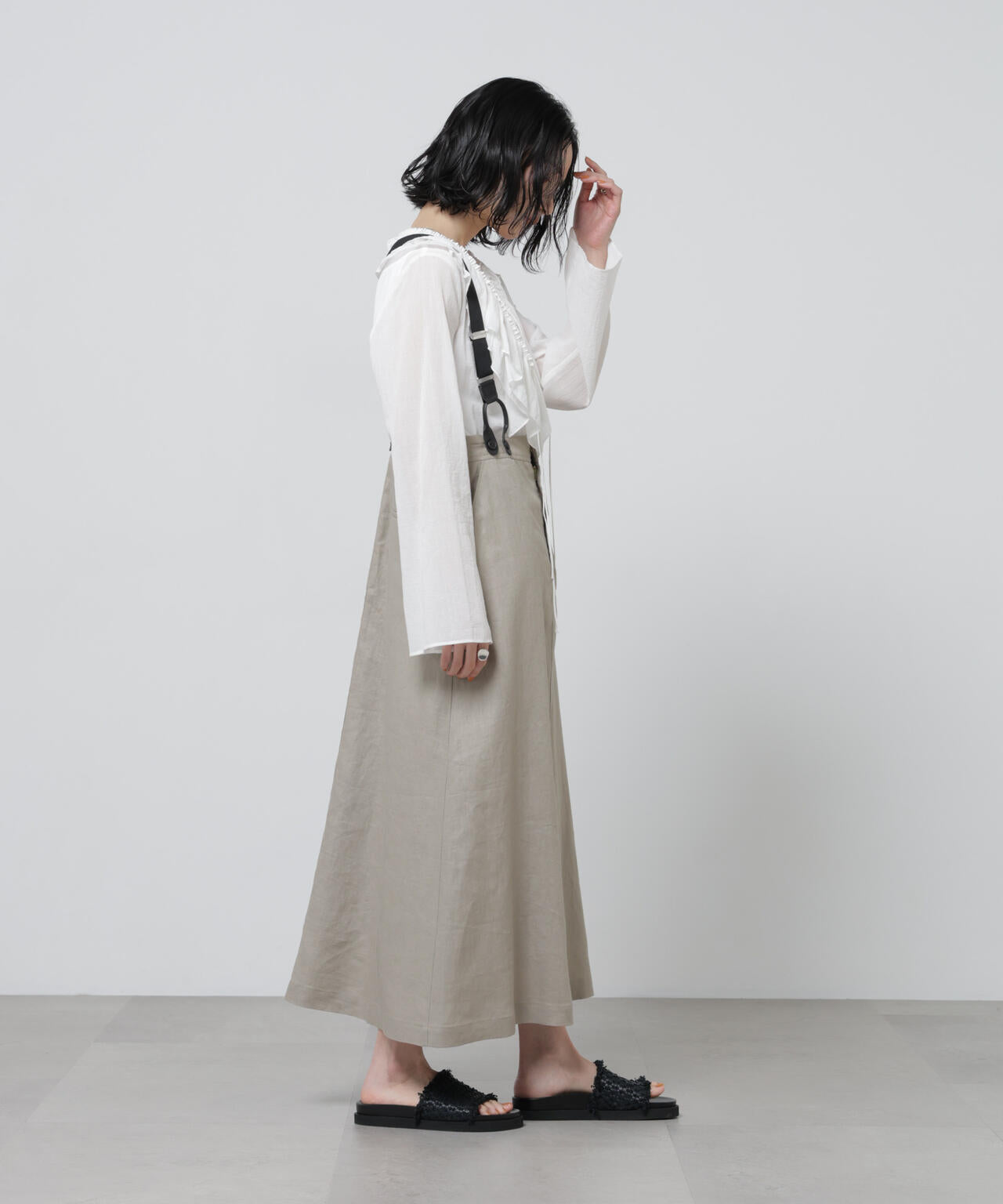 European Flax サスペンダー付きスカート(セットアップ可)