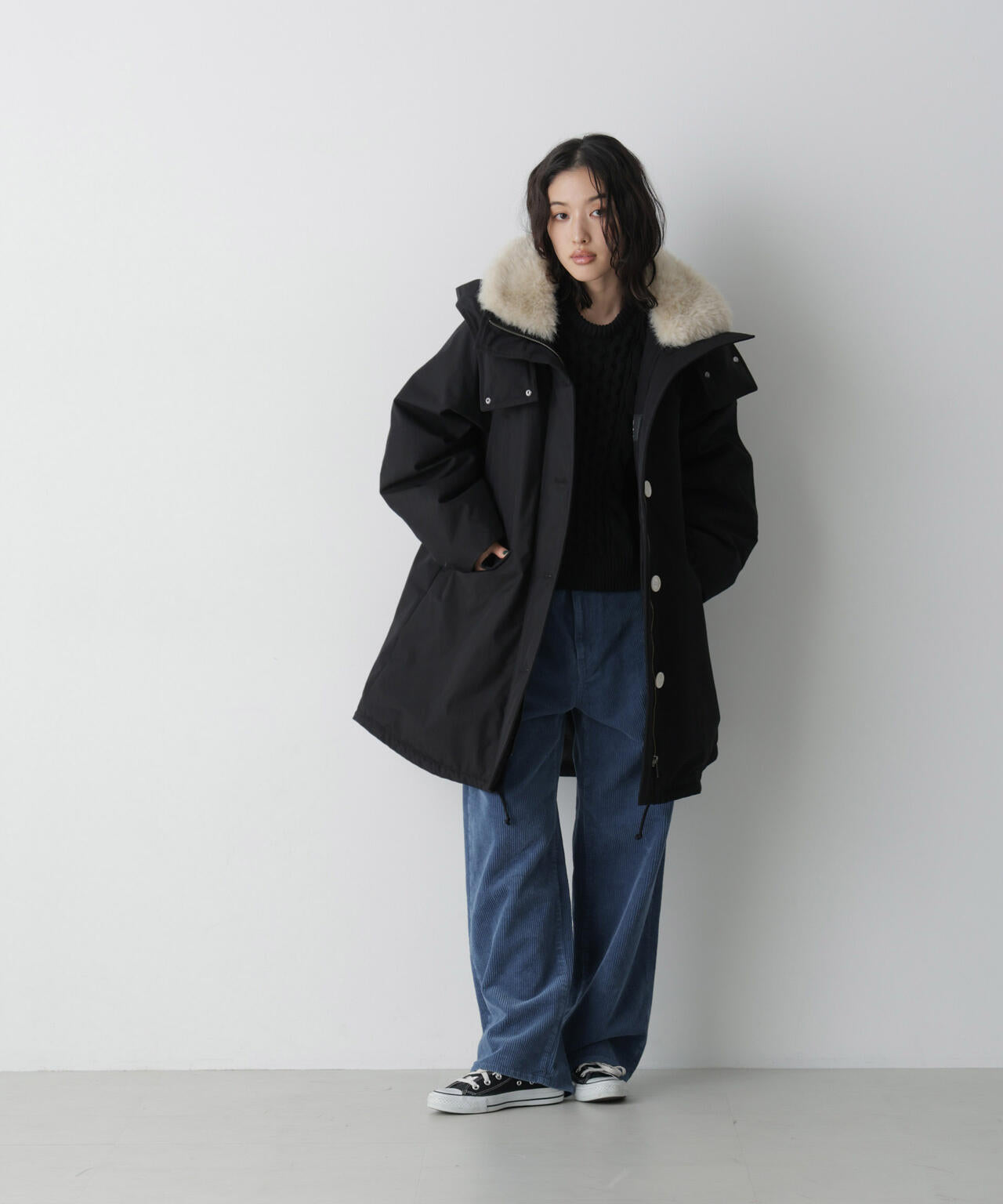 「STEVELOUR」「西川ダウン(R)」ファー付きコート