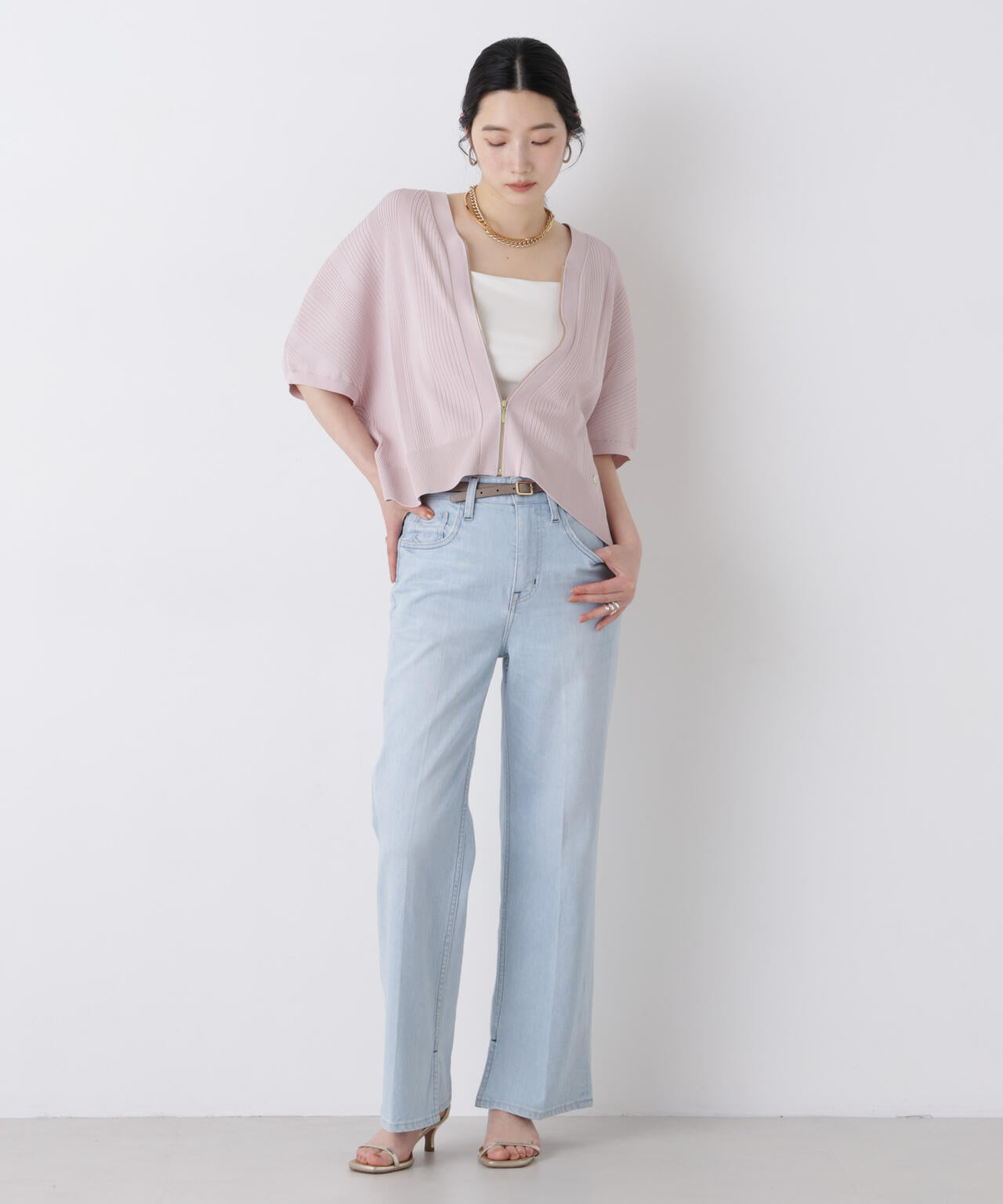 SUMMER VEIL KNIT ジップカーディガン