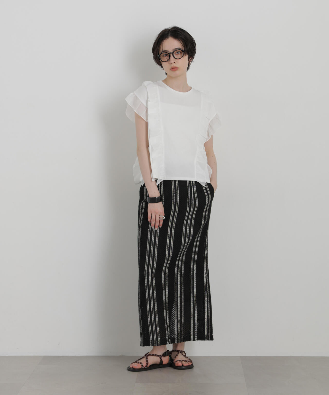 シフォンフリルカットソー