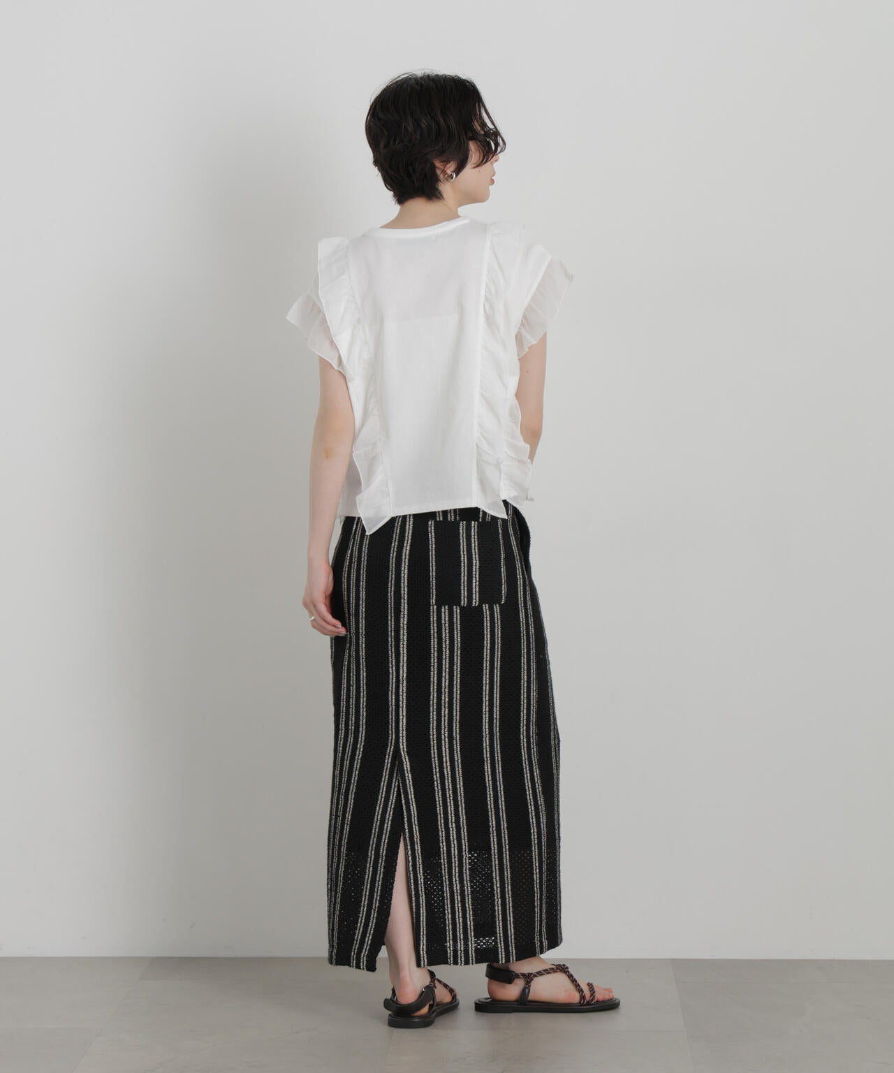 シフォンフリルカットソー