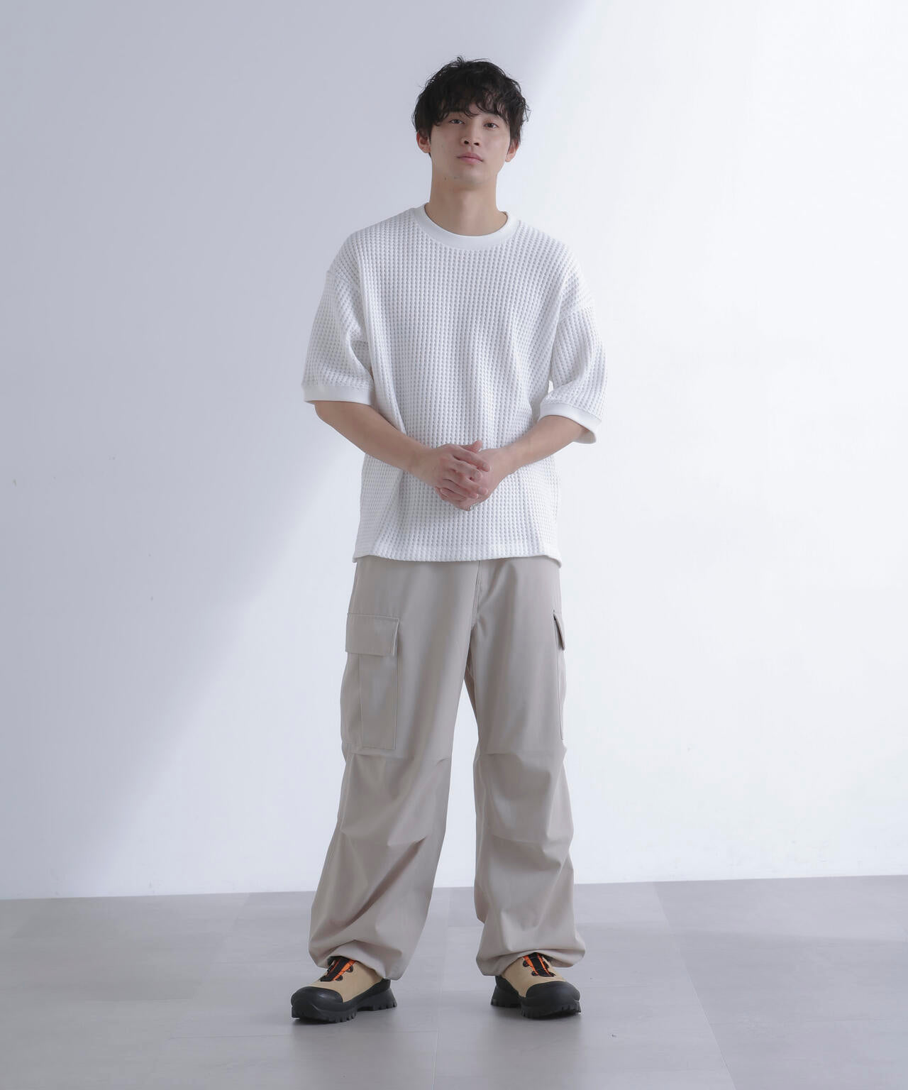 オニワッフルビッグTシャツ 五分袖