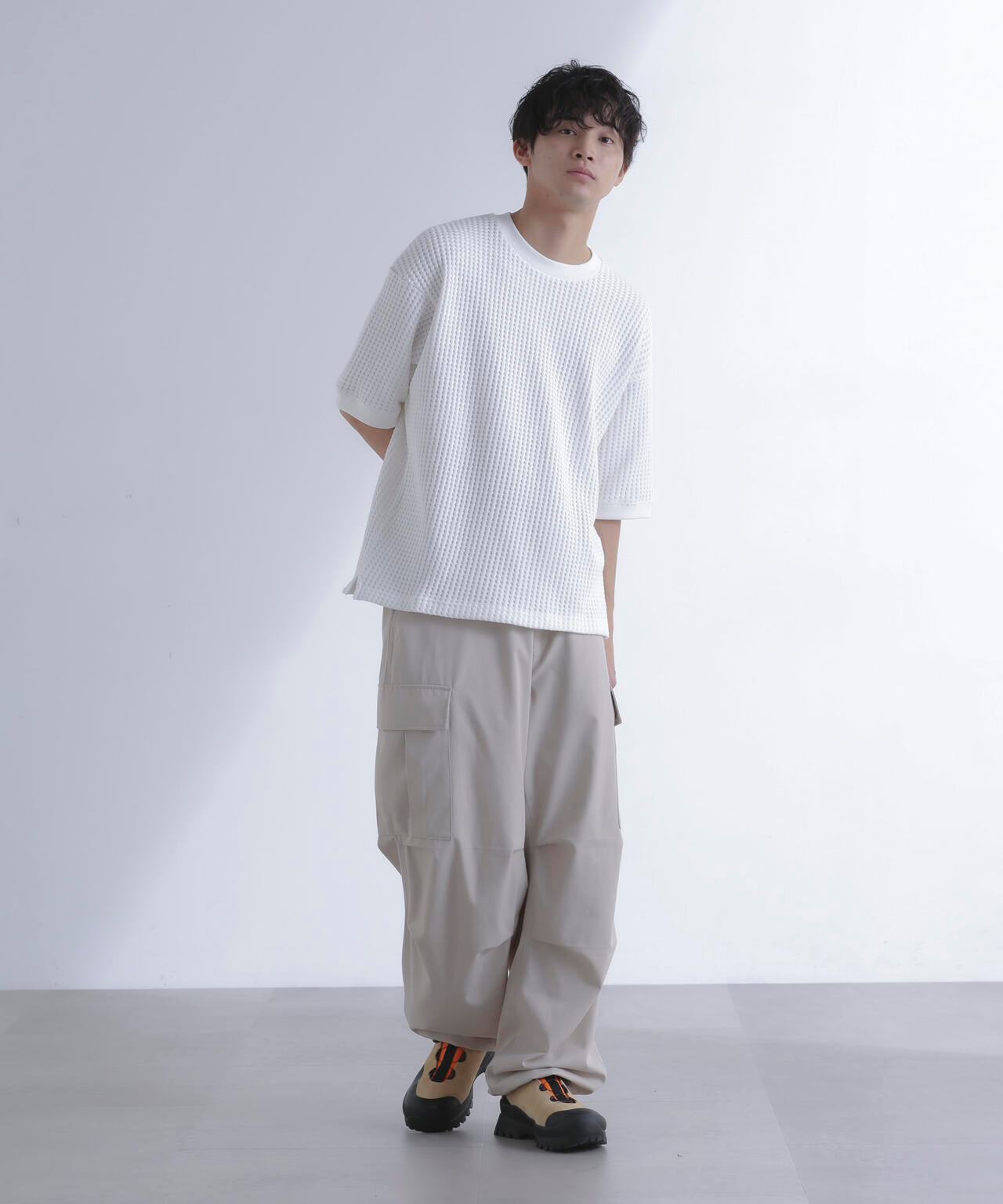 オニワッフルビッグTシャツ 五分袖