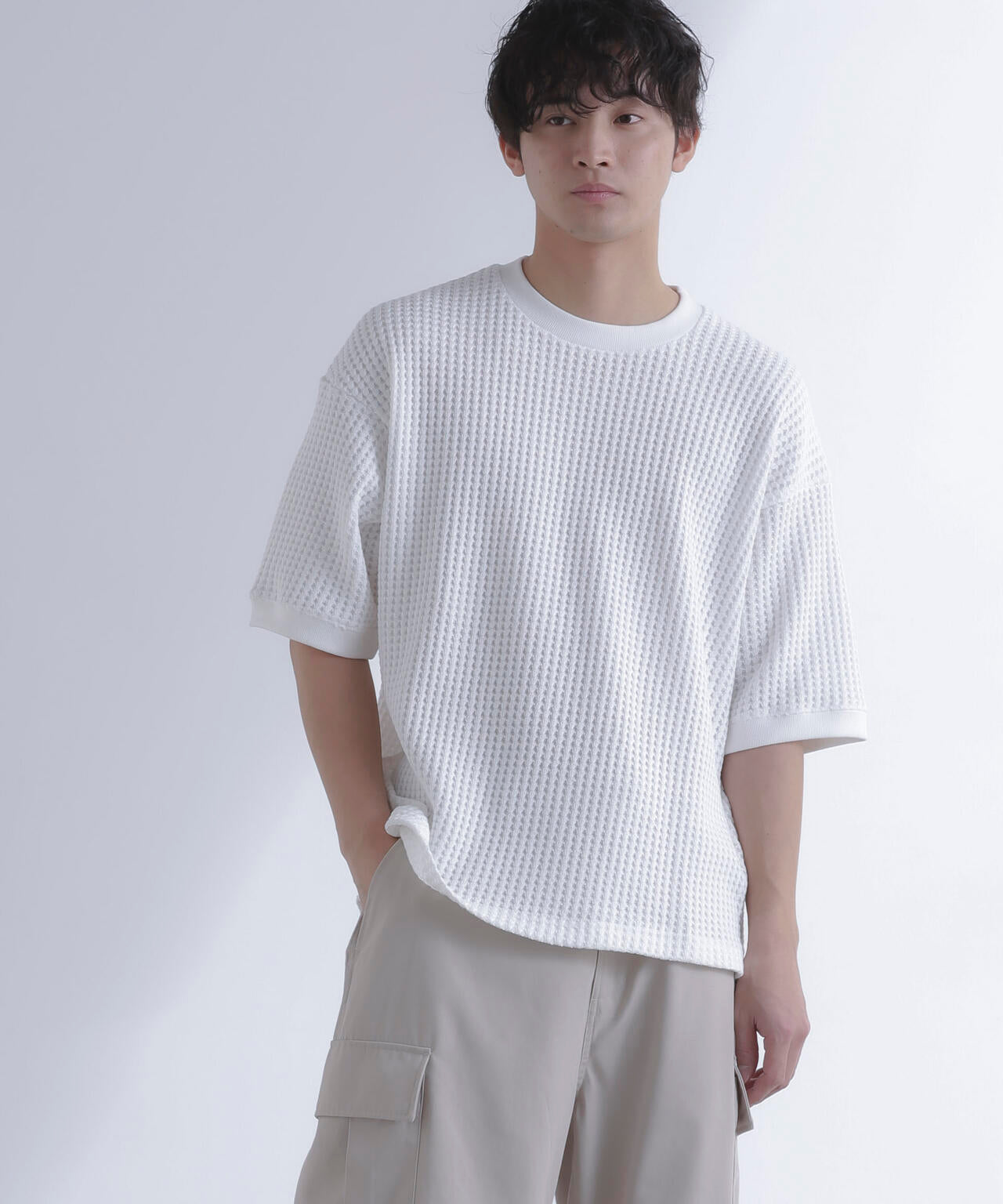 オニワッフルビッグTシャツ 五分袖