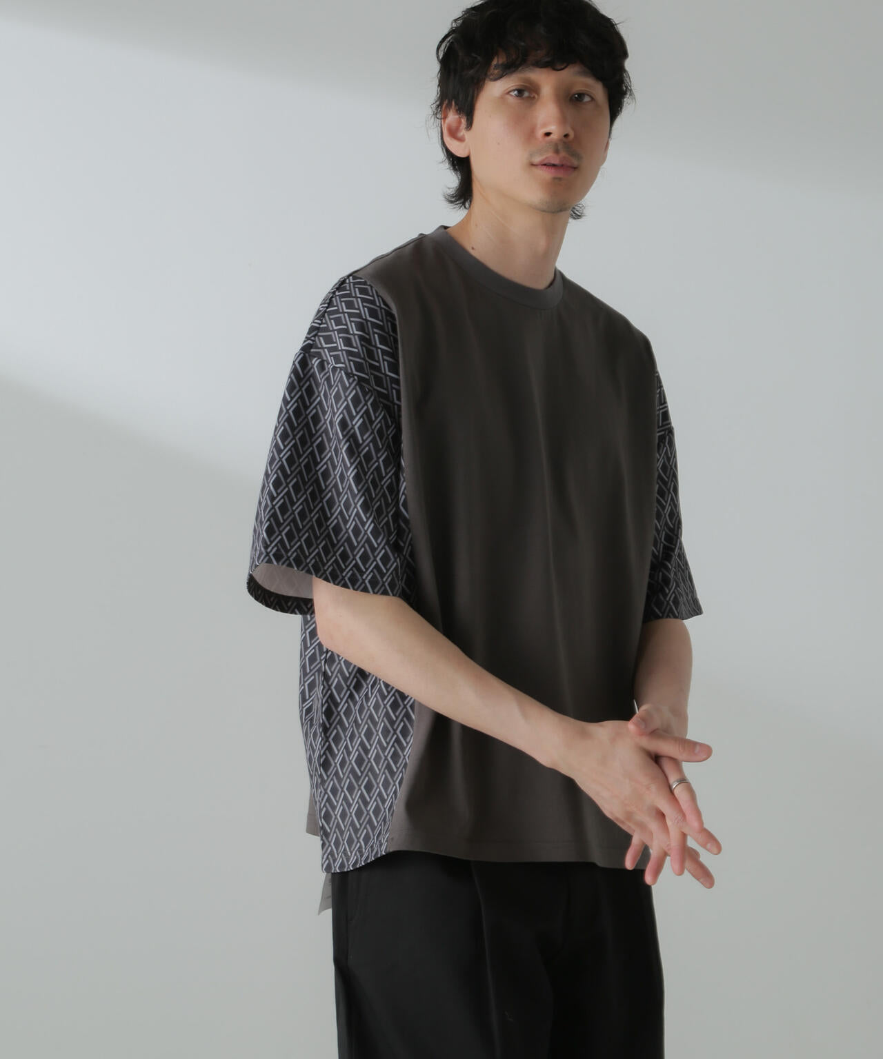 切り替えパターンTシャツ 半袖(セットアップ可)