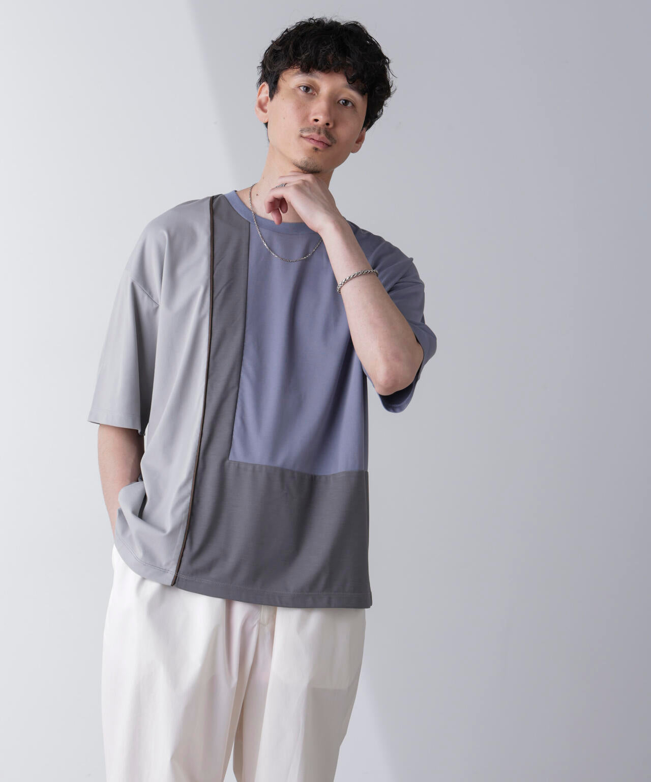 リラックス切り替えスムースTシャツ 半袖