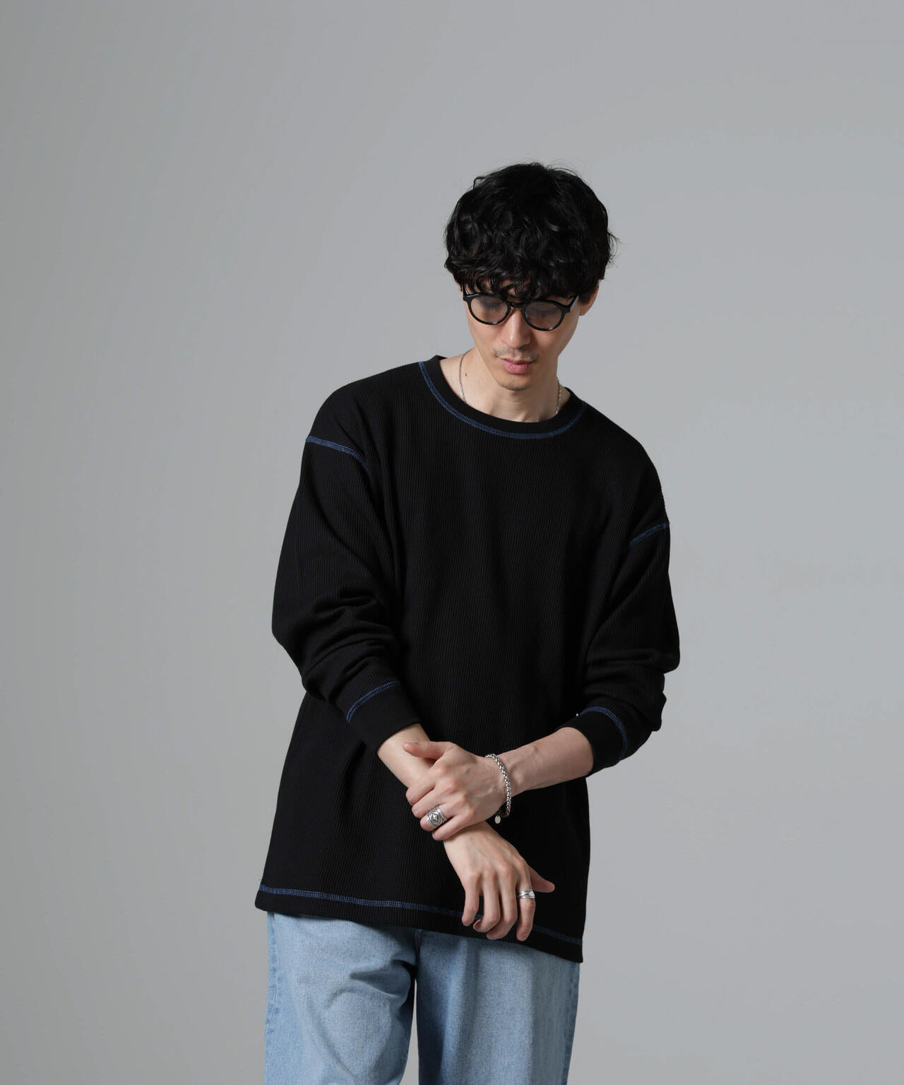 ステッチワッフルTシャツ 長袖