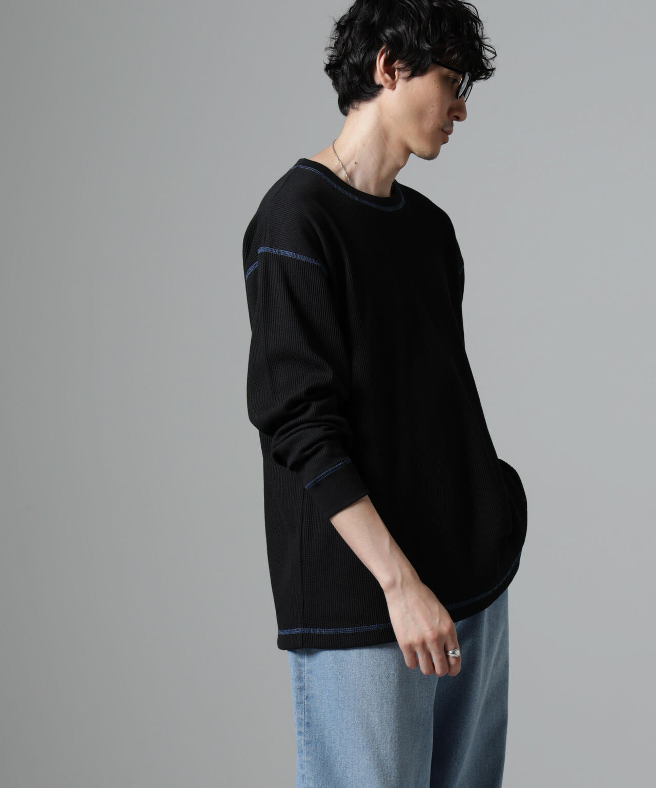 ステッチワッフルTシャツ 長袖