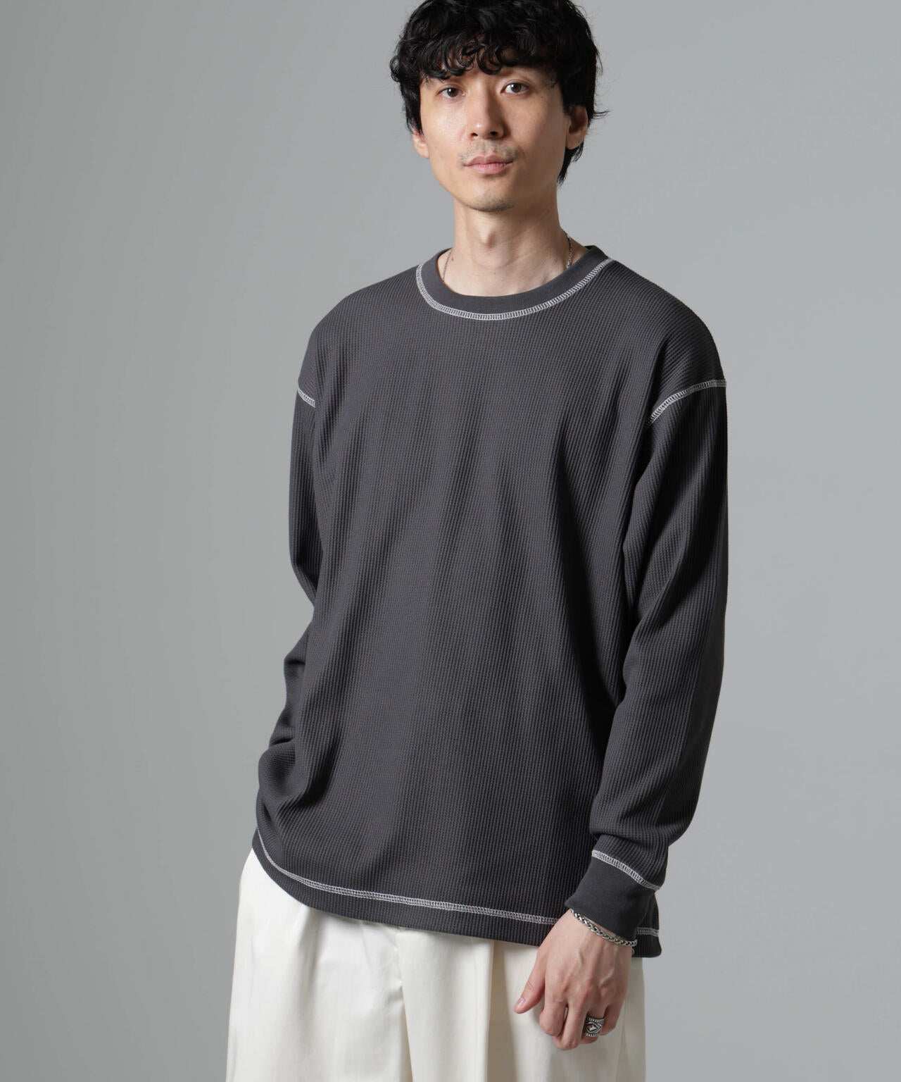 ステッチワッフルTシャツ 長袖