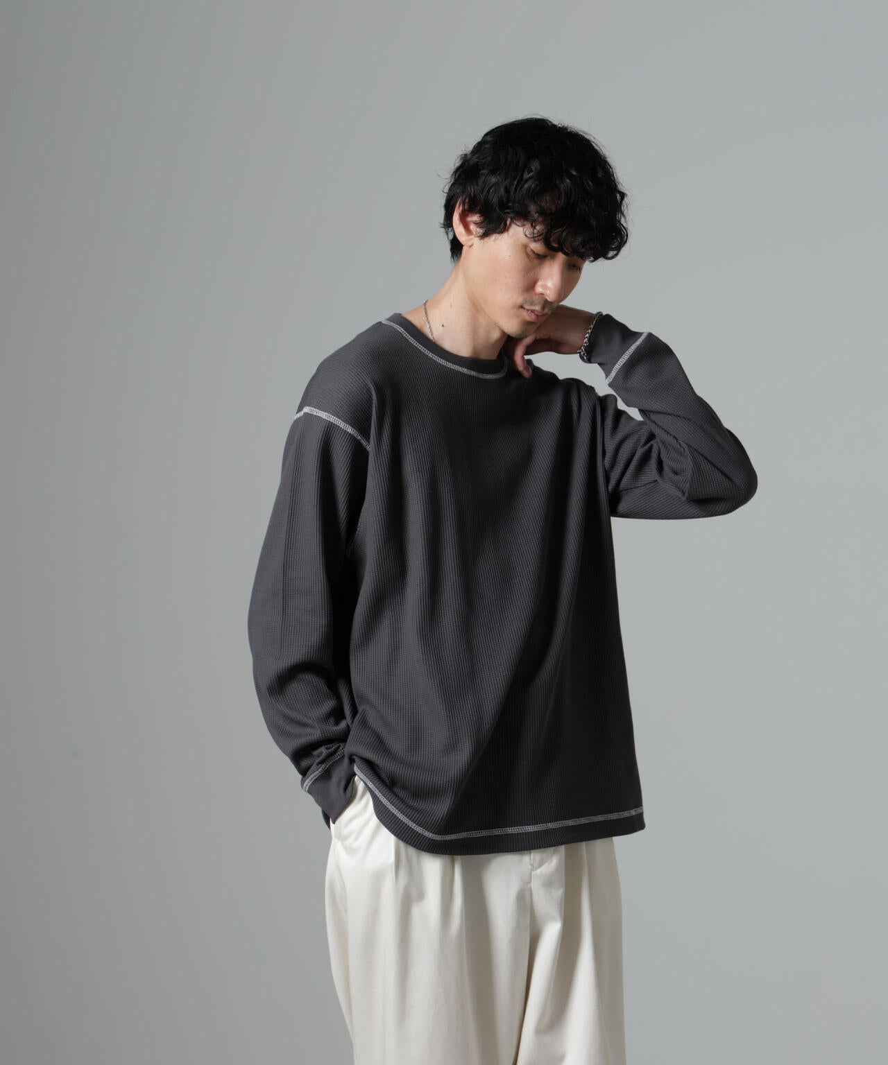 ステッチワッフルTシャツ 長袖