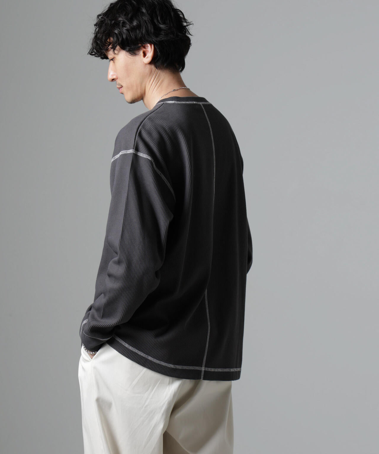 ステッチワッフルTシャツ 長袖