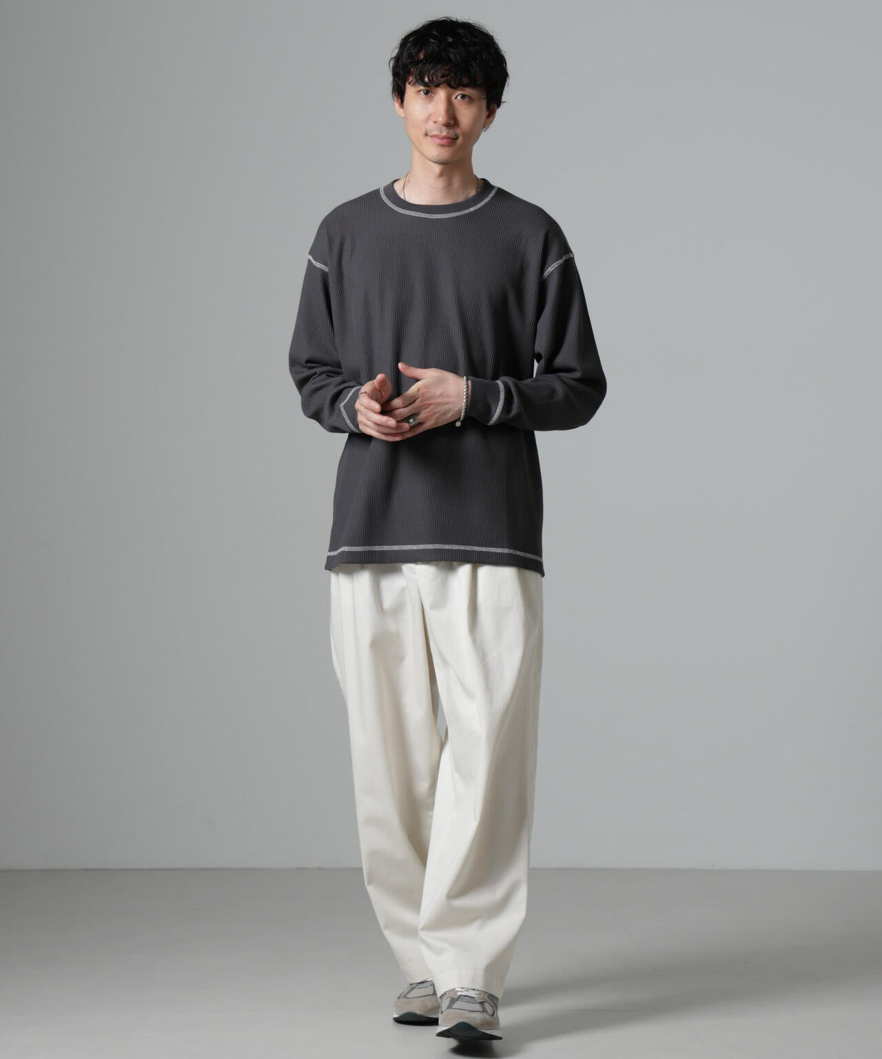 ステッチワッフルTシャツ 長袖