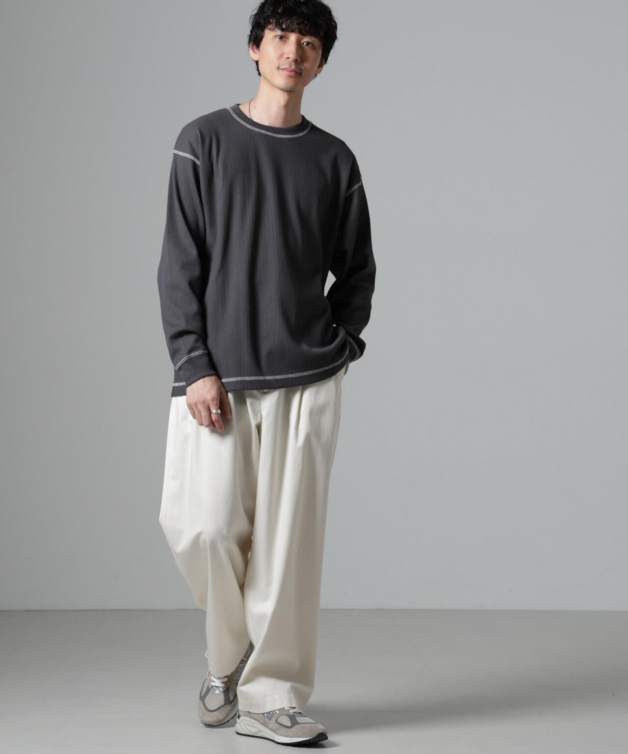 ステッチワッフルTシャツ 長袖