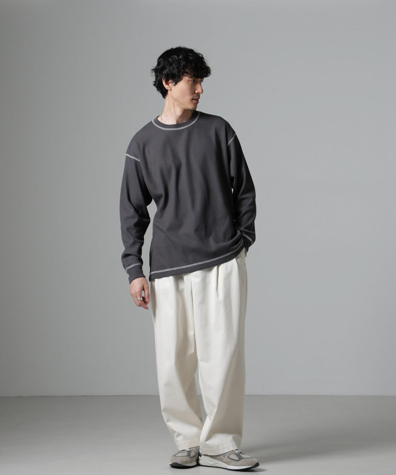 ステッチワッフルTシャツ 長袖