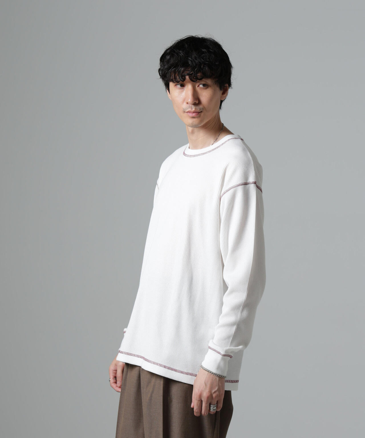 ステッチワッフルTシャツ 長袖