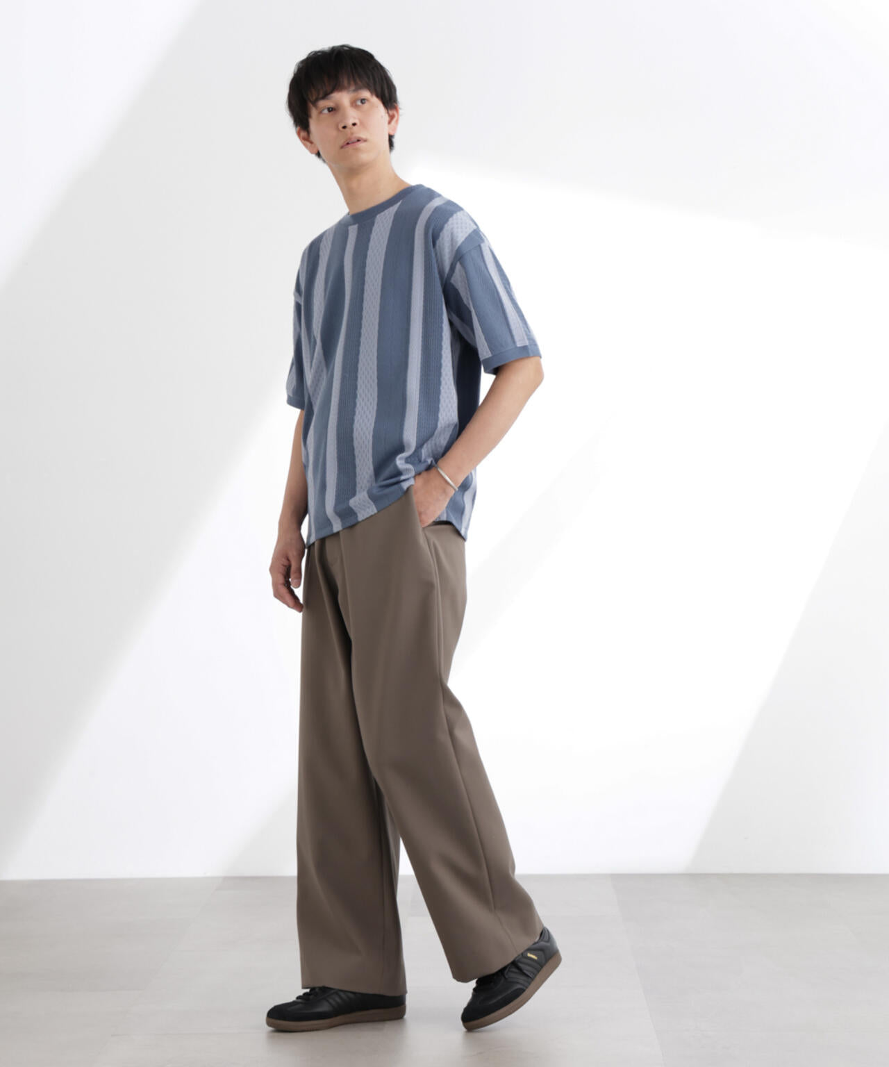 ストライプジャガードTシャツ 半袖
