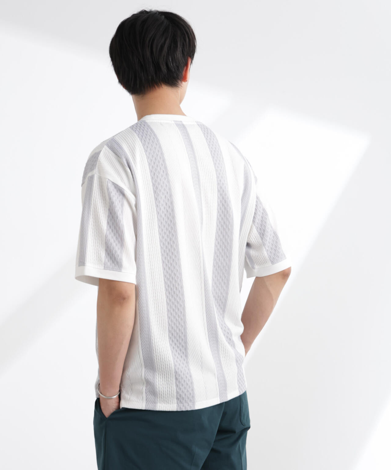 ストライプジャガードTシャツ 半袖