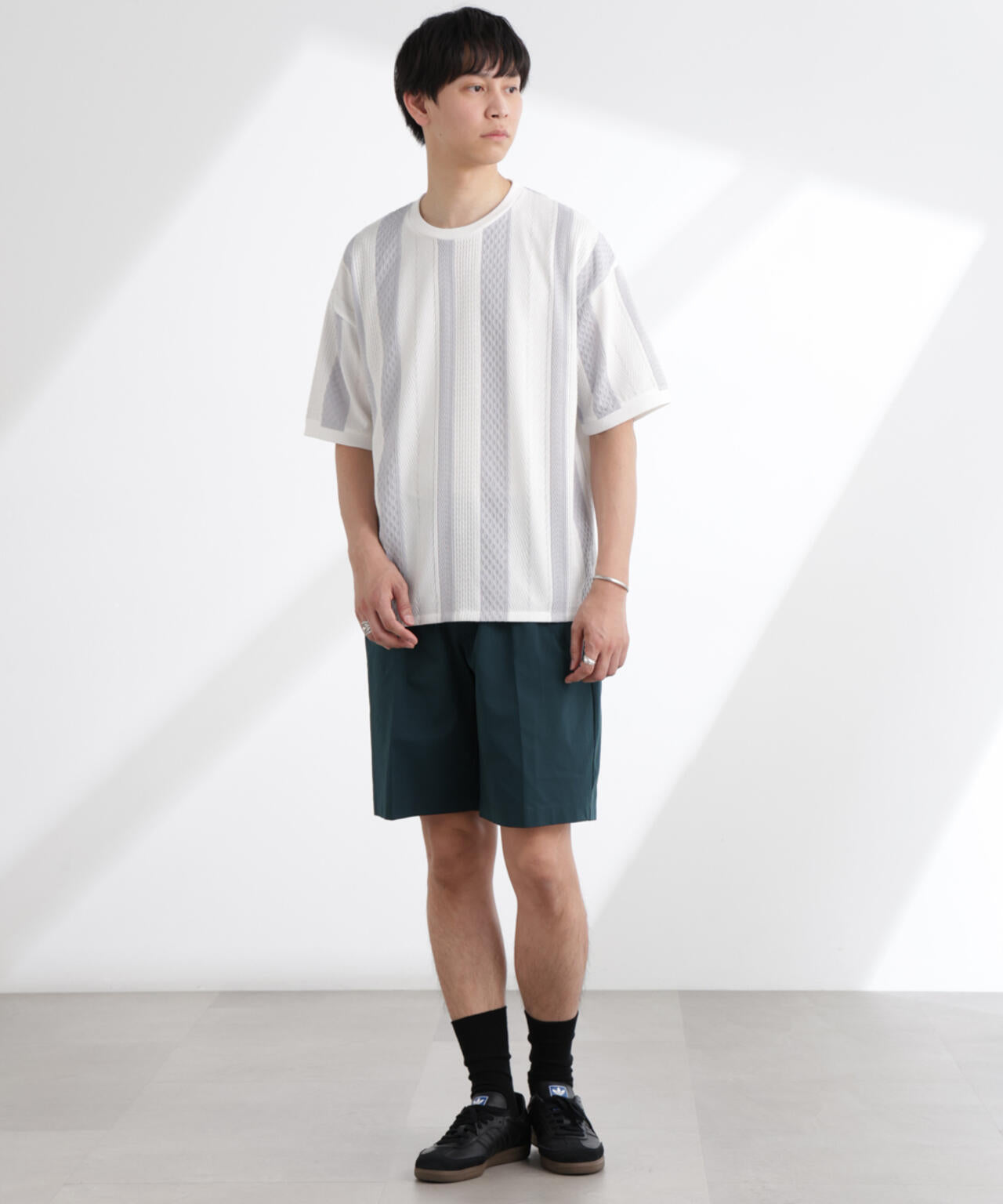 ストライプジャガードTシャツ 半袖