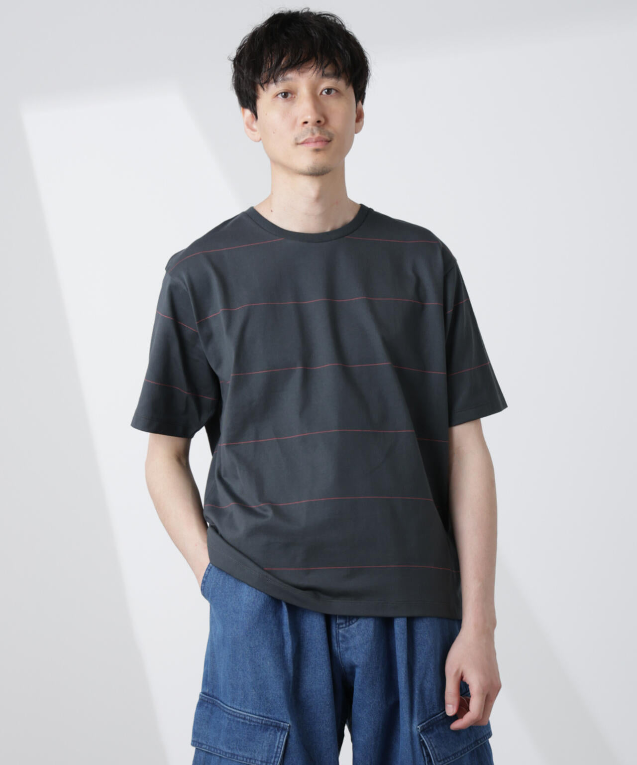 パネルボーダーTシャツ 半袖