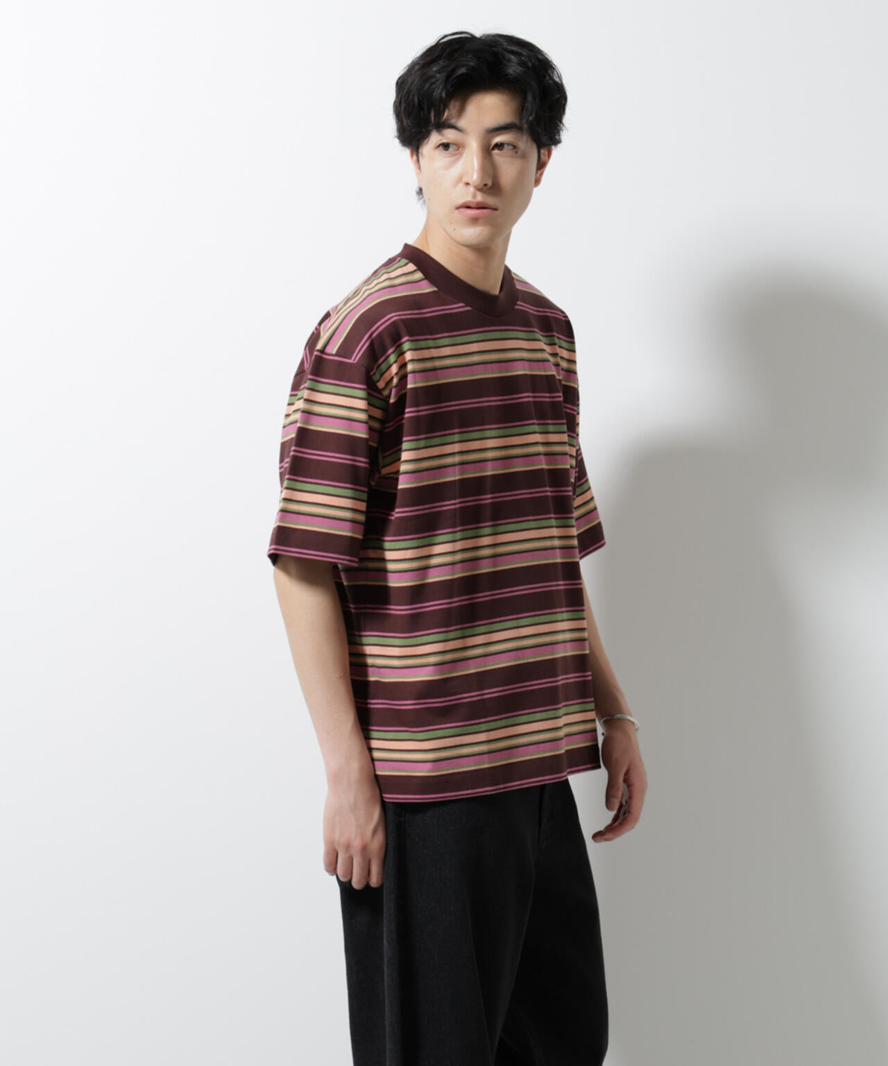 マルチボーダーリラックスTシャツ 半袖