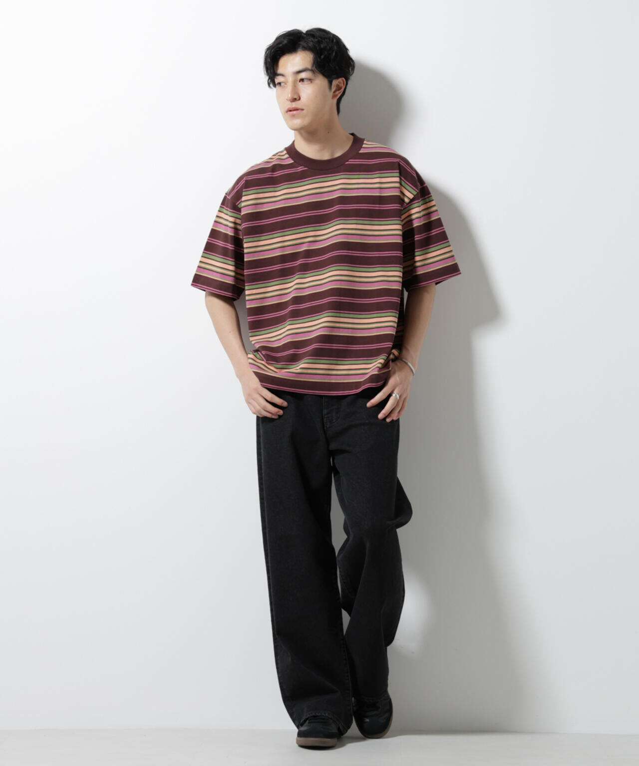 マルチボーダーリラックスTシャツ 半袖