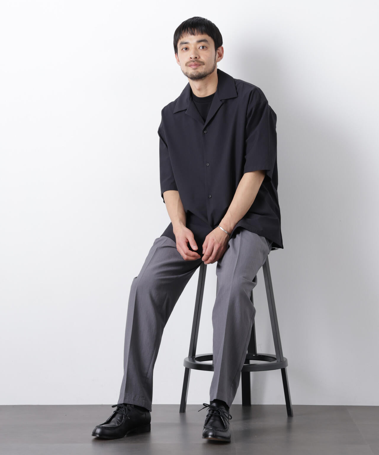 ストレッチワイド オープンカラーシャツ 半袖