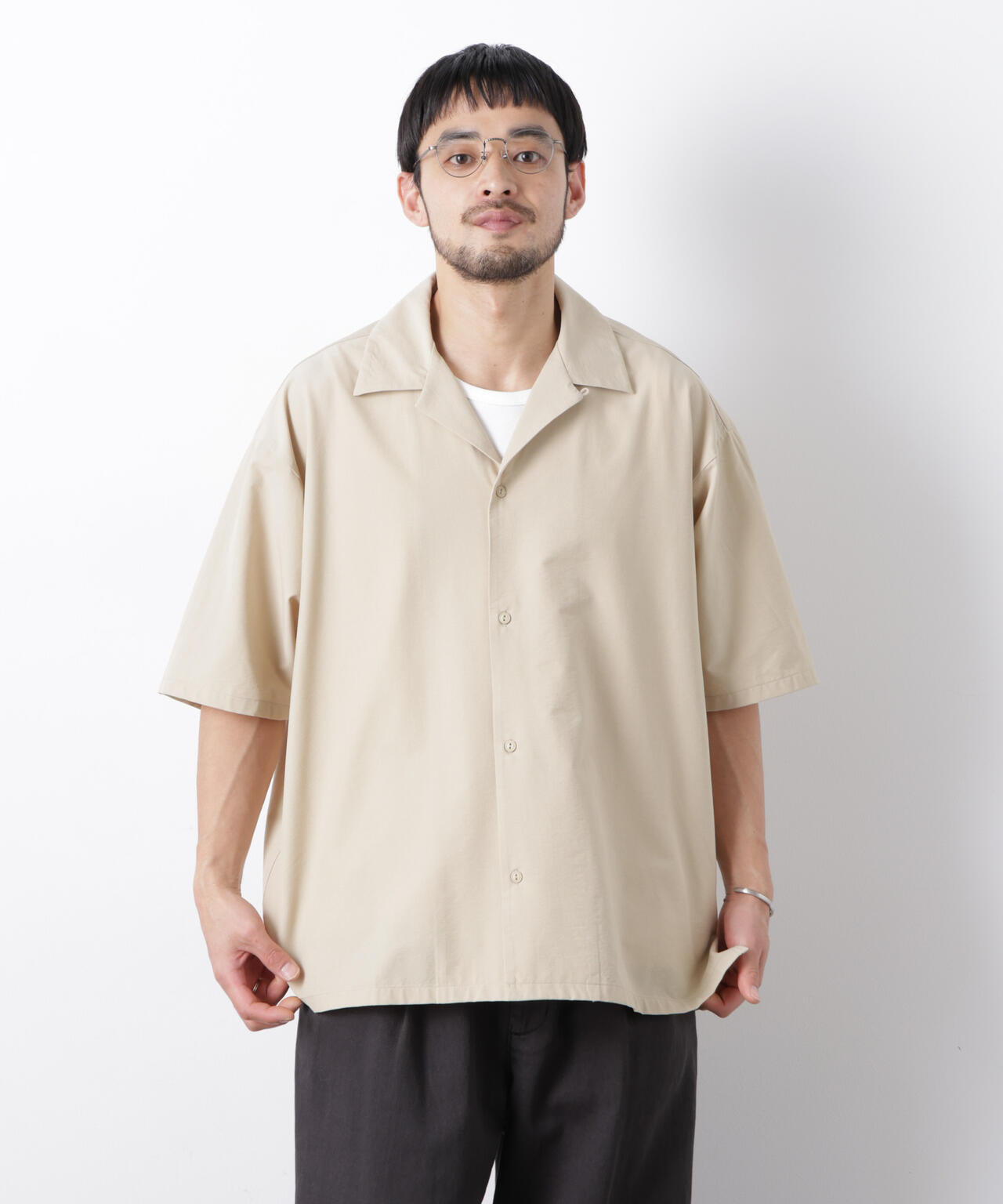 ストレッチワイド オープンカラーシャツ 半袖