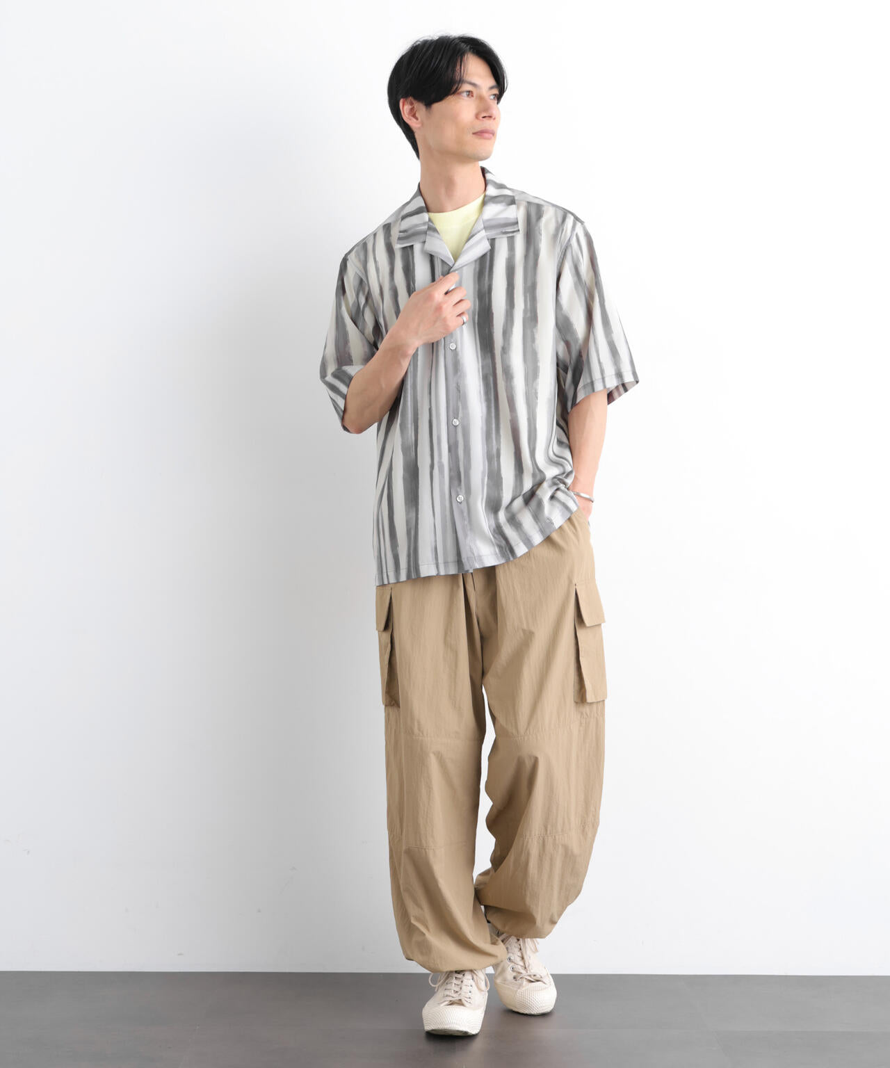 デザインストライプシャツ 半袖