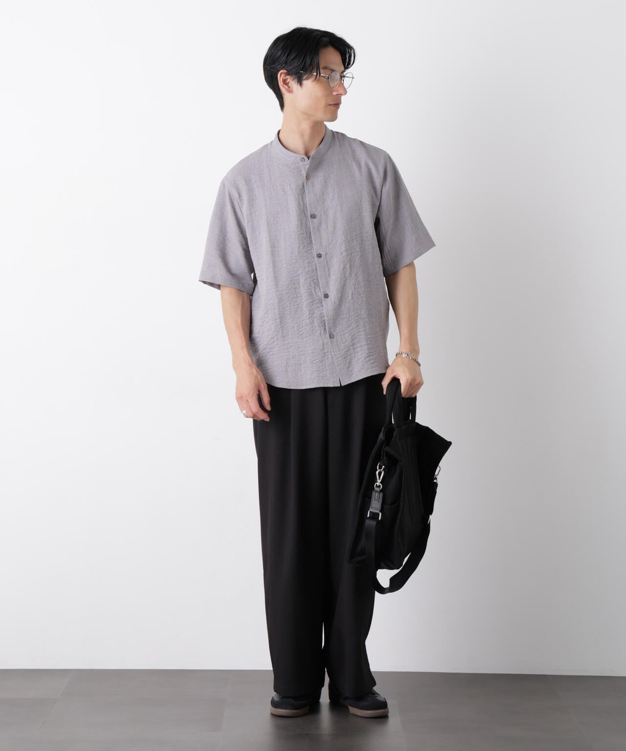 リネンライクメランジシャツ 半袖
