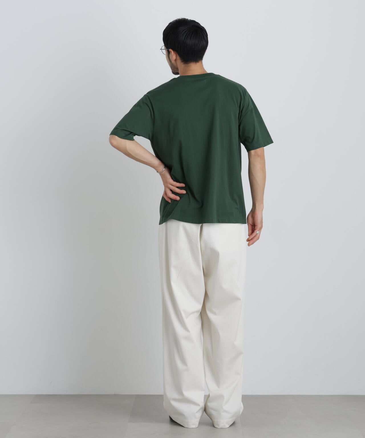 切替チェックニットTシャツ 半袖