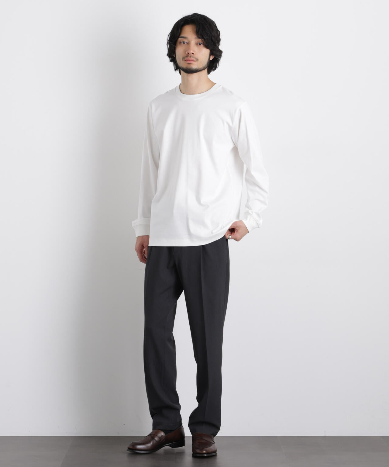 アンチスメルクルーネックTシャツ 長袖