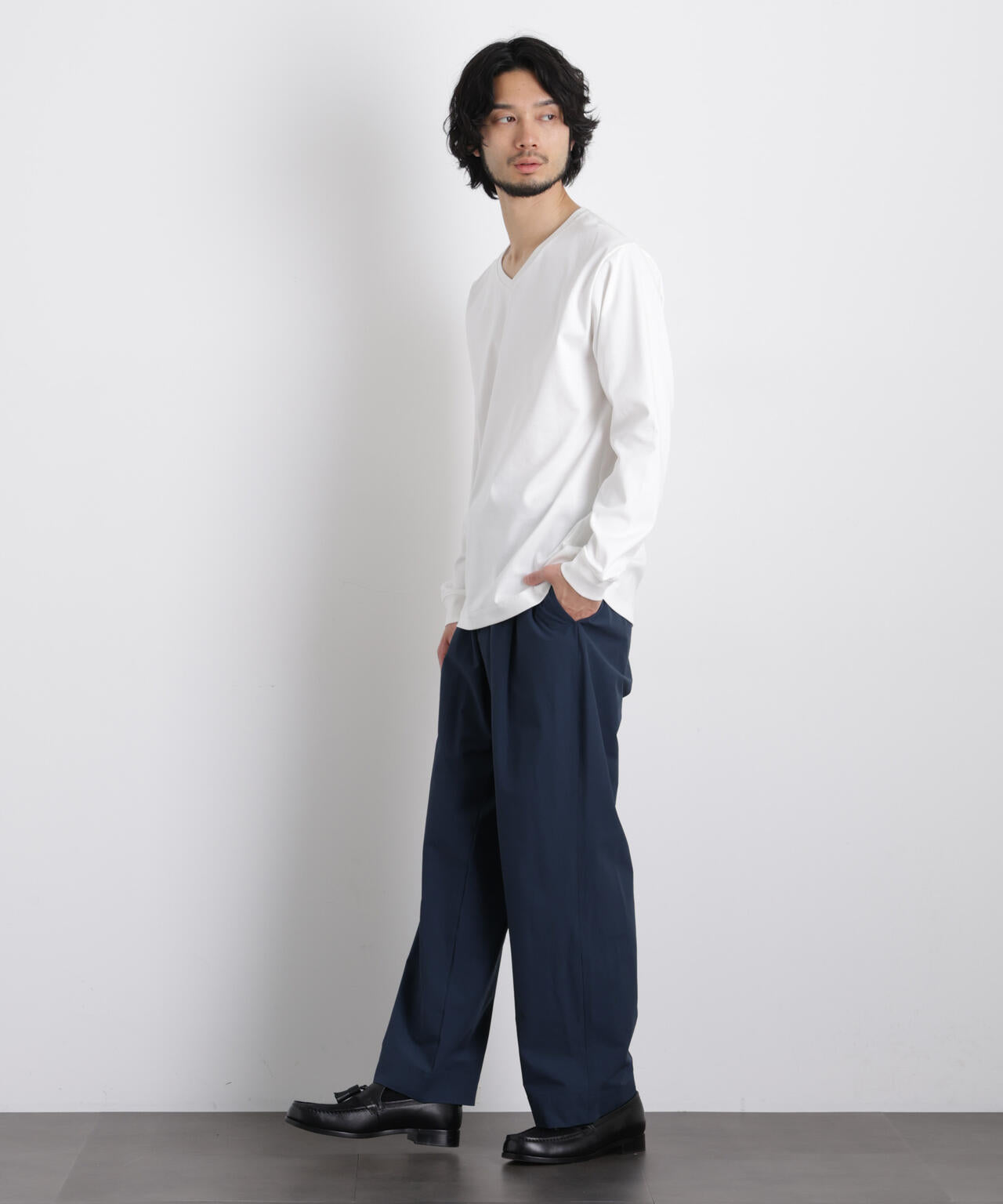 アンチスメルVネックTシャツ 長袖