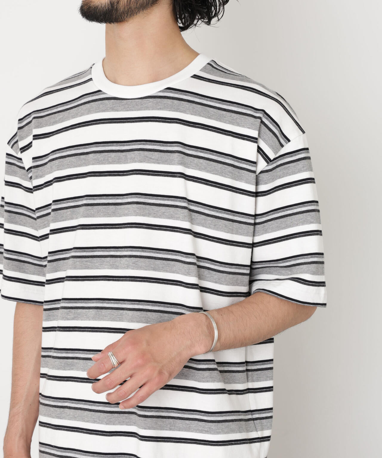 コーマコットンランダムボーダーTシャツ