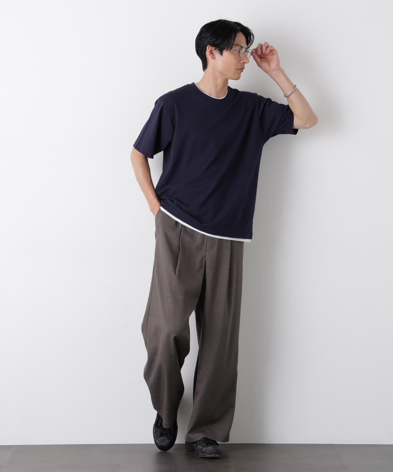 フェイクレイヤード鹿の子Tシャツ 半袖
